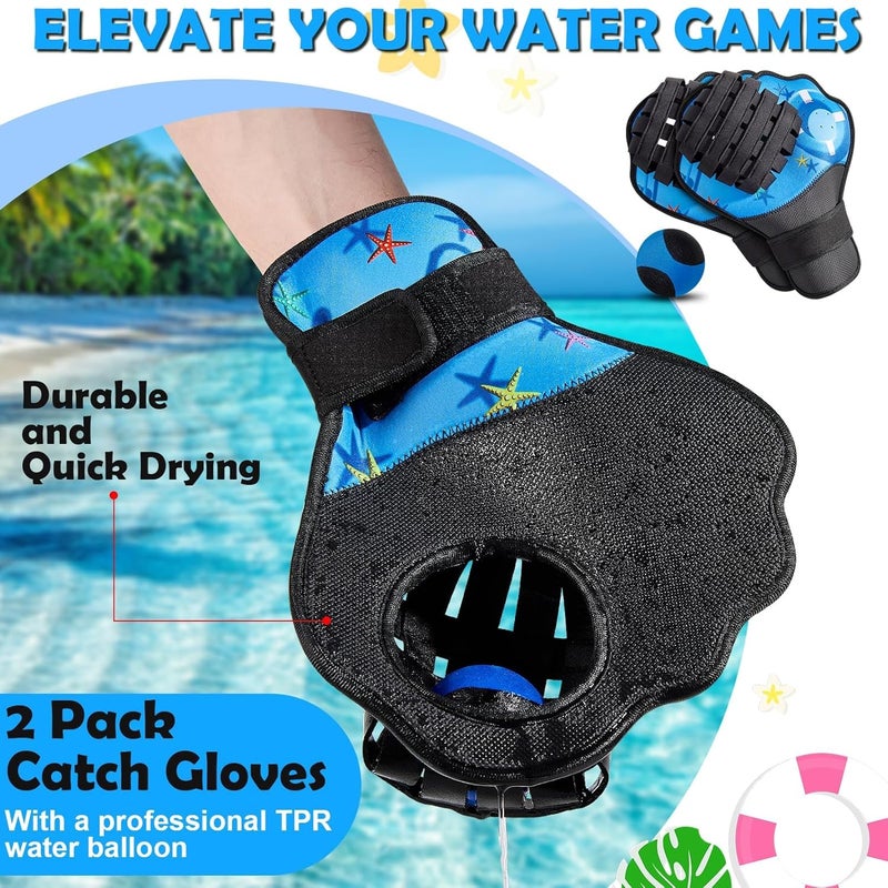 Strdfeve Water Ball and Gloves Set,Water Bouncing Balls Catch Mitt,Pool Baseball Catching Mitt for Beach Games,Play Catch Skip Ball and Glove - Image 3